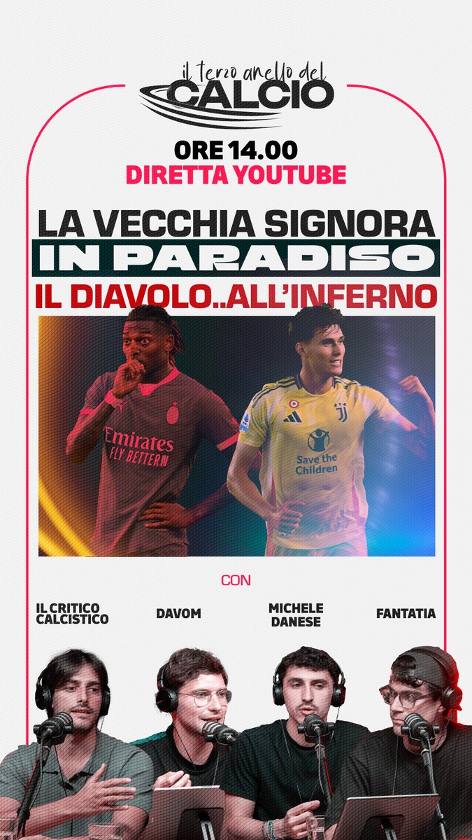 Il Terzo Anello del Calcio ore 14.00 su #YouTube con <a href="/davom23/">Davom23</a> <a href="/FantaTiaCipCip/">FantaTia</a> Il Critico Calcistico e Michele Danese

👇👇
youtube.com/@TUTTI-IN-THE-…