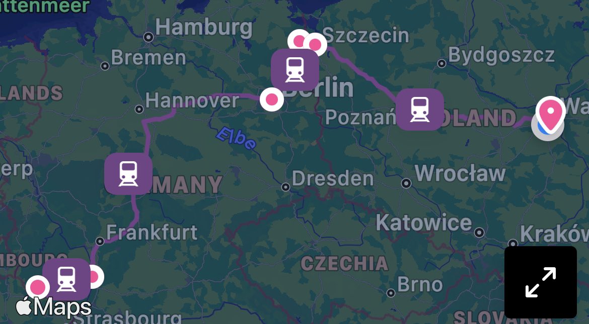 tristanubaldi's tweet photo. To limit my carbon footprint, I took the train 🚅 From France to Sarrebruck (border between France &amp; Germany), then direct to Berlin (taking few days to visit Berlin) then Warsaw, in a bit more than 12h of train between Sarrebruck and Warsaw, for a cost ~€100, it’s possible! https://t.co/bkKI2OU4nY