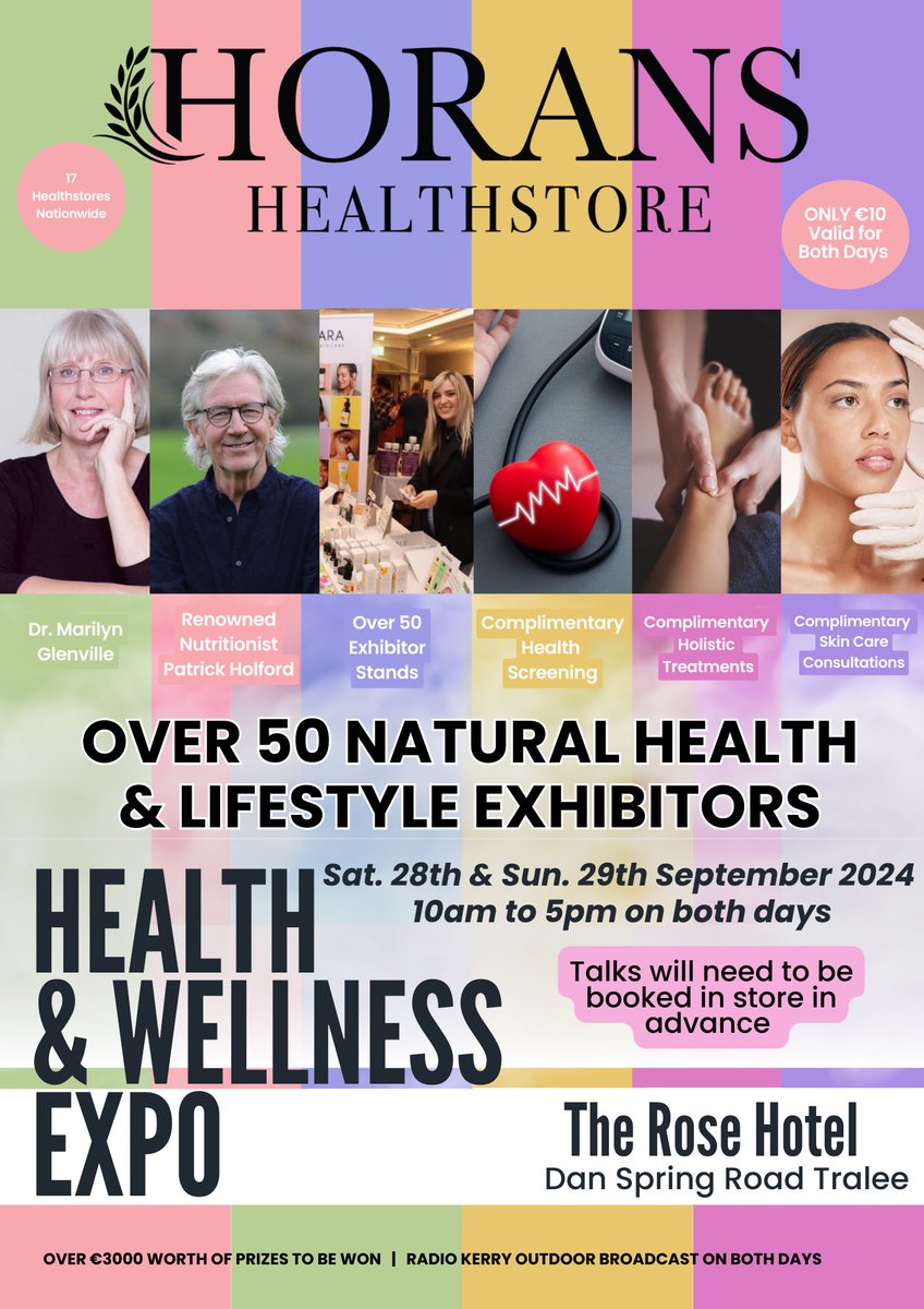 Exciting News! Our annual Health &amp; Wellness Expo will be taking place in Tralee at The Rose Hotel on September 28th and 29th! Not to be missed!! #horanshealthstores #healthandwellness #expo #tralee #naturalwellness