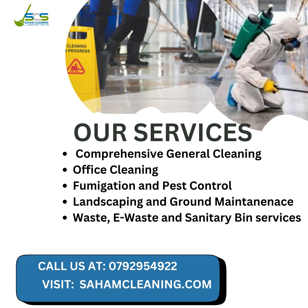 SahamServices's tweet photo. Experience Effortless cleanliness: Exceptional service just a call away
#NairobiCBD #Kenya #cleaningcompany https://t.co/C92pEGkZu6
