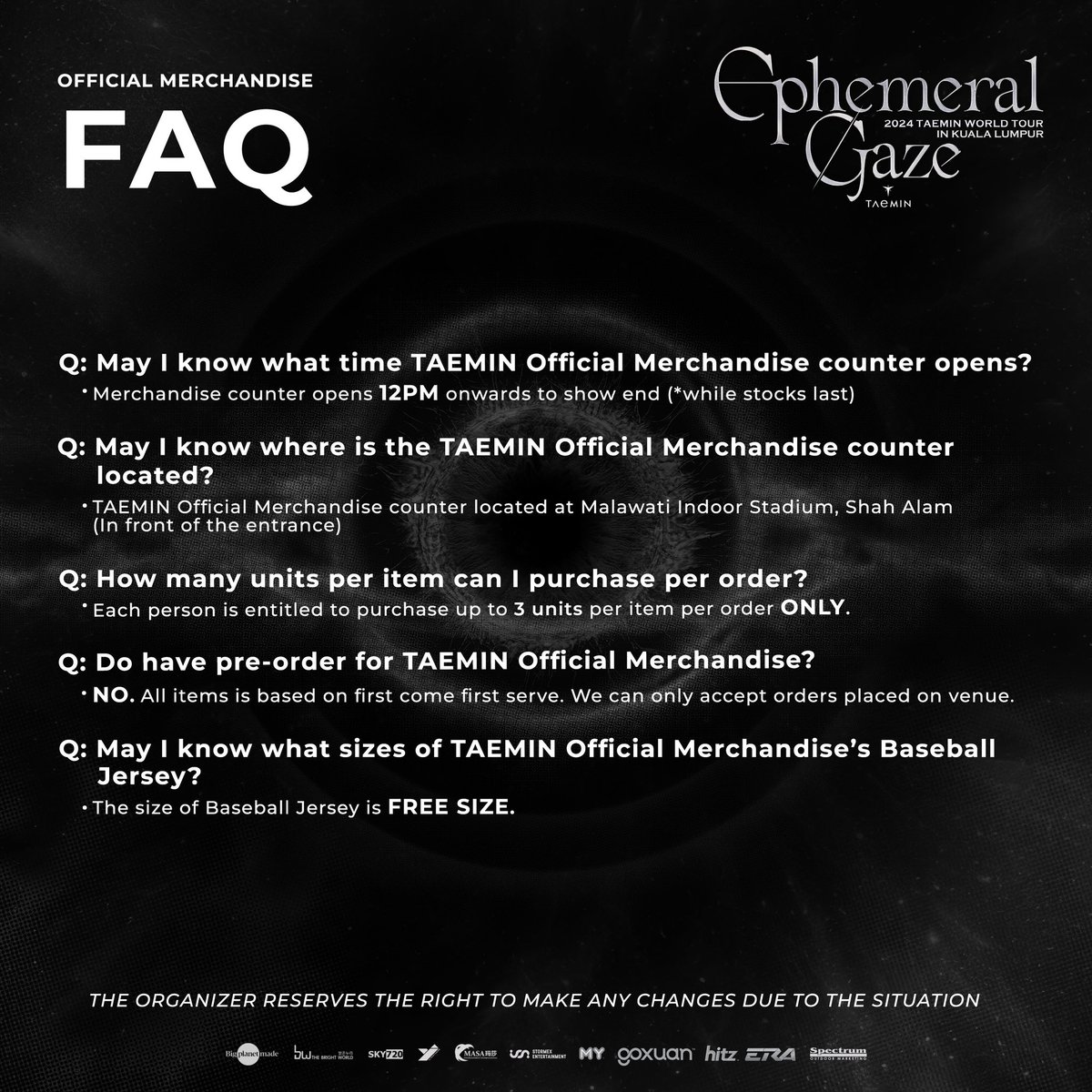 MASA_Ent_Int's tweet photo. Hello TAEMates!
Take a look at this important Official Merchandise FAQ to 𝟐𝟎𝟐𝟒 𝐓𝐀𝐄𝐌𝐈𝐍 𝐖𝐎𝐑𝐋𝐃 𝐓𝐎𝐔𝐑 [𝐄𝐩𝐡𝐞𝐦𝐞𝐫𝐚𝐥 𝐆𝐚𝐳𝐞] 𝐈𝐍 𝐊𝐔𝐀𝐋𝐀 𝐋𝐔𝐌𝐏𝐔𝐑!

#TAEMIN #WORLD_TOUR #Ephemeral_Gaze #TAEMate
#TAEMIN_WORLD_TOUR #EphemeralGazeInKualaLumpur https://t.co/K6IxBy9Hxo