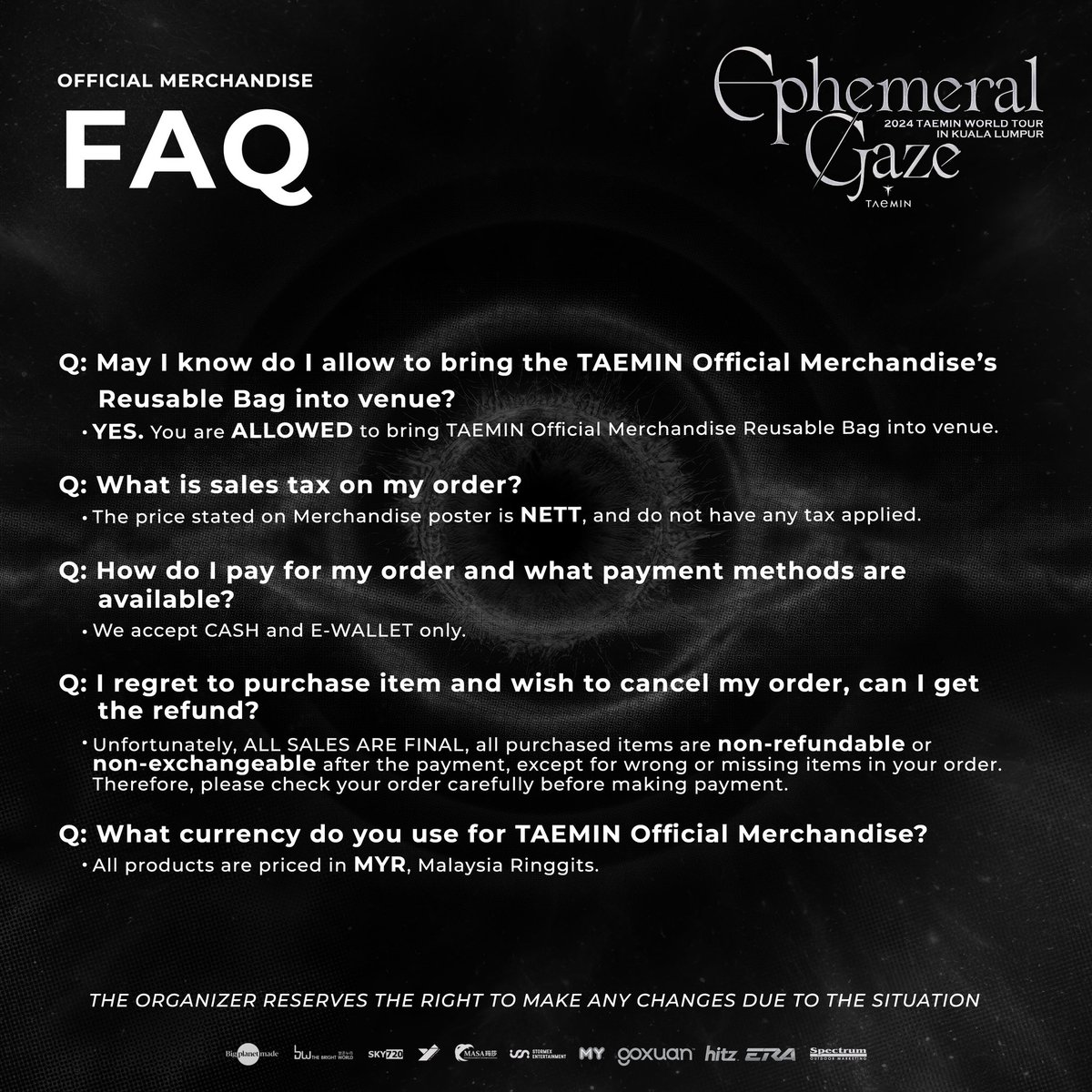 MASA_Ent_Int's tweet photo. Hello TAEMates!
Take a look at this important Official Merchandise FAQ to 𝟐𝟎𝟐𝟒 𝐓𝐀𝐄𝐌𝐈𝐍 𝐖𝐎𝐑𝐋𝐃 𝐓𝐎𝐔𝐑 [𝐄𝐩𝐡𝐞𝐦𝐞𝐫𝐚𝐥 𝐆𝐚𝐳𝐞] 𝐈𝐍 𝐊𝐔𝐀𝐋𝐀 𝐋𝐔𝐌𝐏𝐔𝐑!

#TAEMIN #WORLD_TOUR #Ephemeral_Gaze #TAEMate
#TAEMIN_WORLD_TOUR #EphemeralGazeInKualaLumpur https://t.co/K6IxBy9Hxo