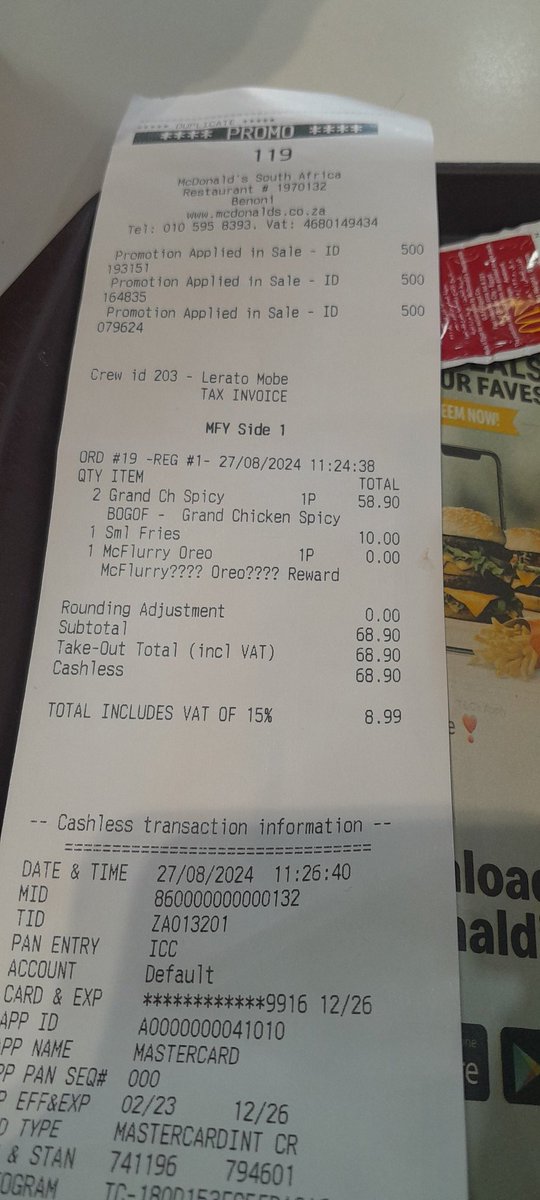 LioManWorldWide's tweet image. A Lil something from @McDonalds_SA for a #SmartSpender. Check my till slip boyzin🔥🔥🔥🔥. S/O to @Yfm for the Plug. Fill your sisu with McSavers😋.

#McSavers.