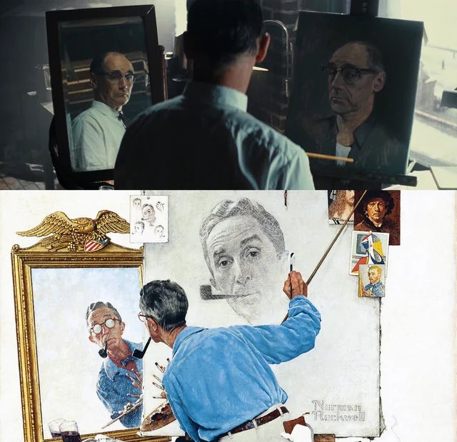 FahdBencharif's tweet photo. @JamesLucasIT Bridge of Spies, directed by Steven Spielberg 

Reference to: Triple Self-Portrait by Norman Rockwell https://t.co/208sSEcp0A