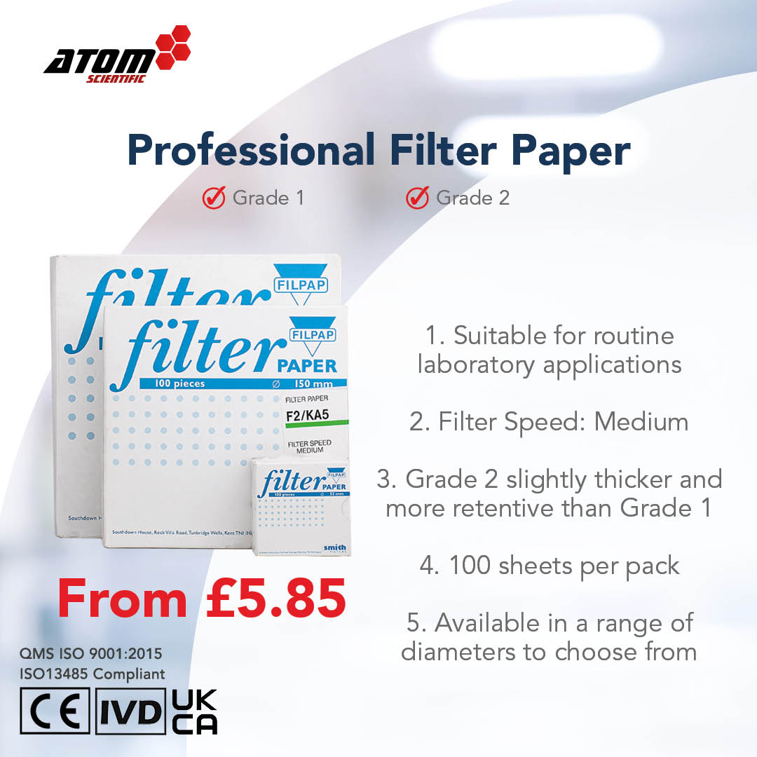 AtomScientific's tweet image. Professional Filter Paper
✔️ Grade 1 ✔️ Grade 2

Why buy from Atom Scientific?
- Available in a range of diameters
- Consistent quality
- We sell to 60 countries
- Superior level of technical support

Explore now...
eu1.hubs.ly/H07CrQw0

#filterpapers #nhs