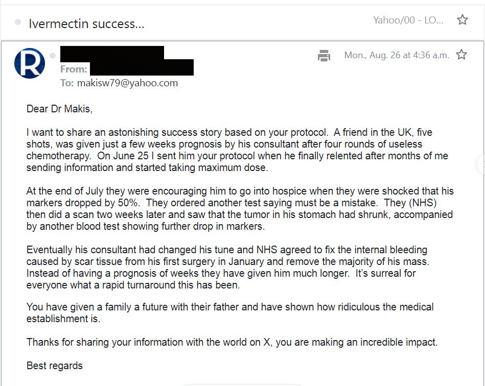 BREAKING NEWS: IVERMECTIN Success Story from UK!

Nothing makes me happier than receiving a story like this in my Inbox

A gentleman who had 5 COVID-19 Vaccines developed a Turbo Cancer &amp; was encouraged to go into hospice

<a href="/ABDanielleSmith/">Danielle Smith</a>: make Ivermectin available now!

#ableg