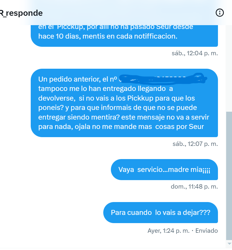 AdolfoCaiman's tweet photo. @SEUR_responde 
SEUR NO RESPONDE¡¡¡
3 paquetes no entregados y ni una explicación¡¡ https://t.co/X6uurOS4MB