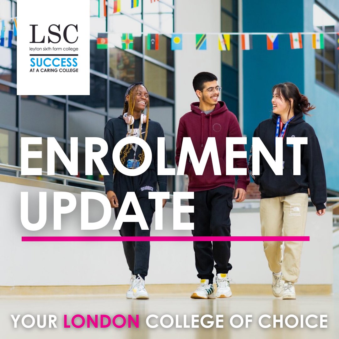 LeytonSixthForm (@leyton6thform) on Twitter photo We hope you all had a wonderful bank holiday weekend!
Our A-level courses are almost fully subscribed, and we have limited spaces left.
We will still be enrolling students on available courses but please come into the college to chat with a member of staff about your options. We hope you all had a wonderful bank holiday weekend!
Our A-level courses are almost fully subscribed, and we have limited spaces left.
We will still be enrolling students on available courses but please come into the college to chat with a member of staff about your options.