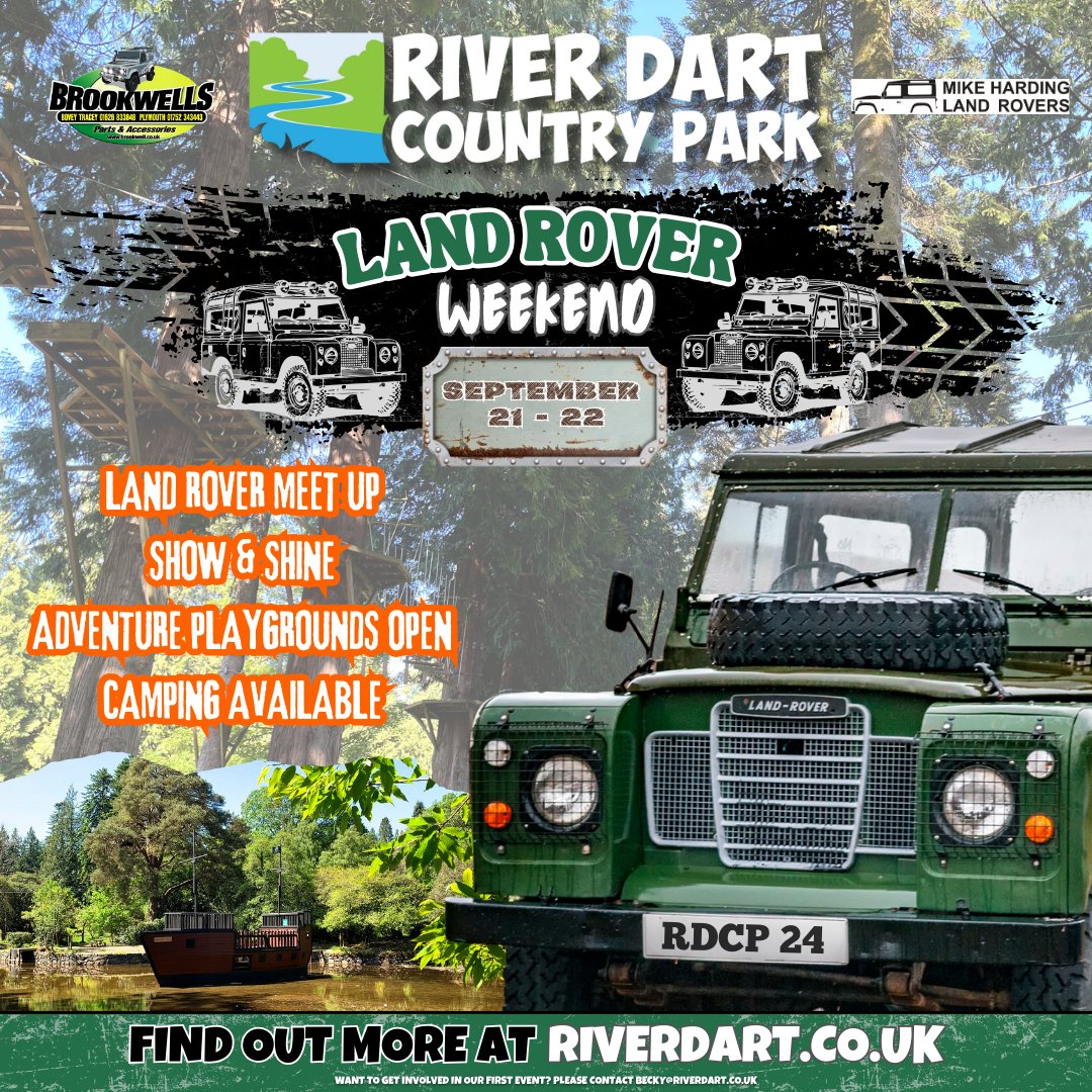 Join us for a weekend celebrating all things #LandRover at one of Devon’s best-loved visitor attractions and campsites! riverdart.co.uk for details. 
#weekend #event #riverdartcountrypark #dartmoor #devon