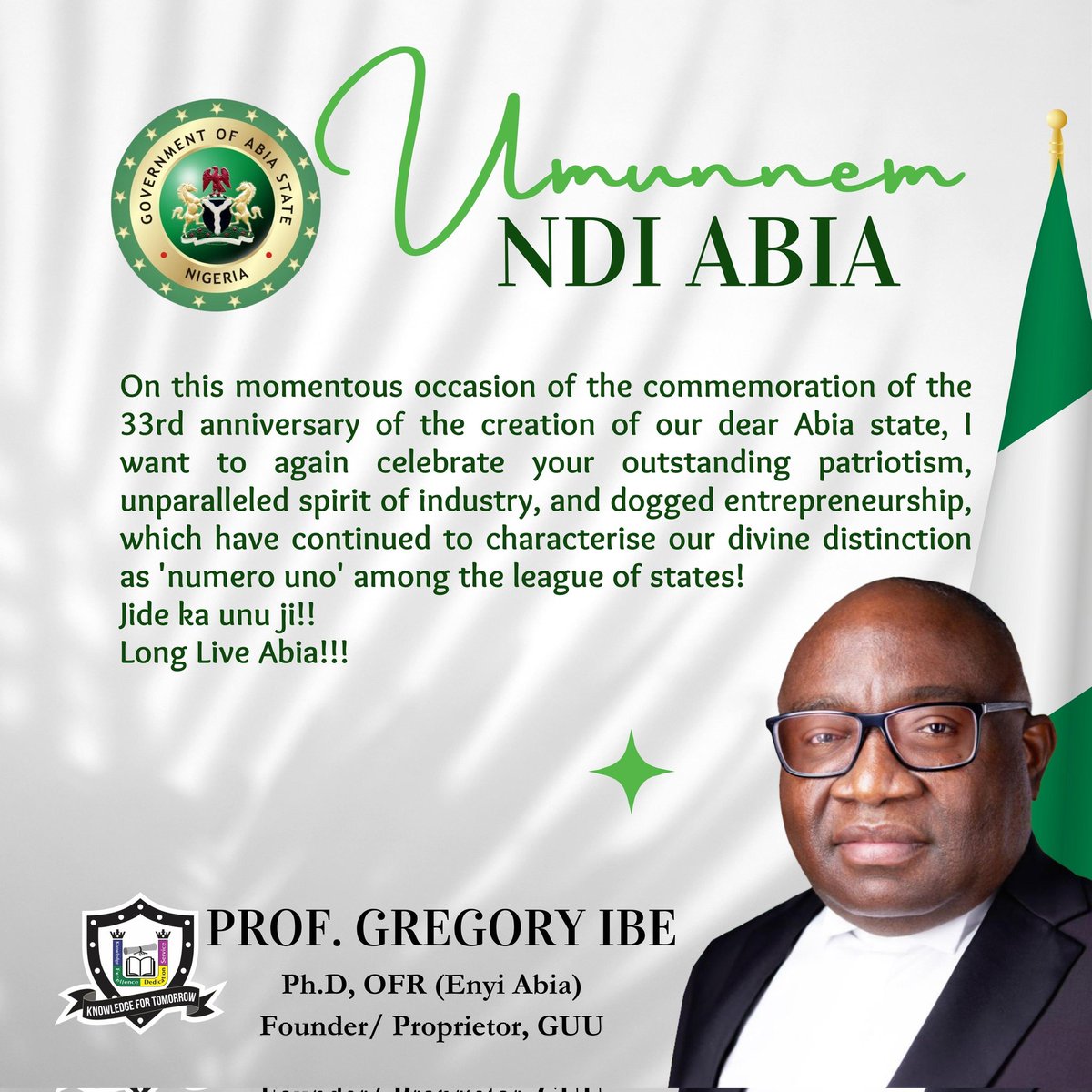 Gregory Ikechukwu Ibe PhD, OFR (@profgregoryibe) on Twitter photo 