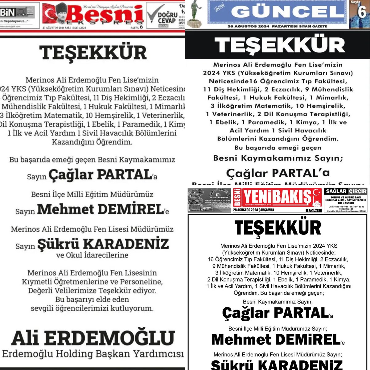 Besni İlçe Milli Eğitim Müdürlüğü (@besnimem) on Twitter photo 