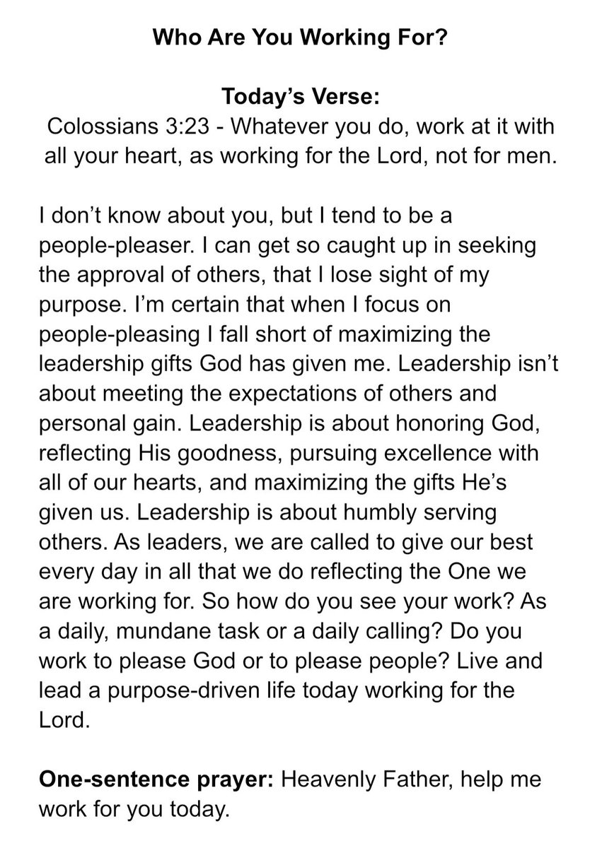 Who are you working for today?

A morning devotion for leaders.