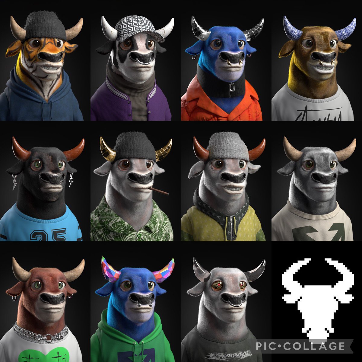 I tell you what, it’s not until you put them all together that you remember just how good these <a href="/Gal3DArt/">Gal Yosef</a> #NFTs really are <a href="/crypto_bull_soc/">Crypto Bull Society</a> 🐂

For under 0.02ETH they are amazing value just for the art but with what <a href="/bullishpunk/">Andrew 🇮🇪</a> is incorporating them into it’s a real steal!