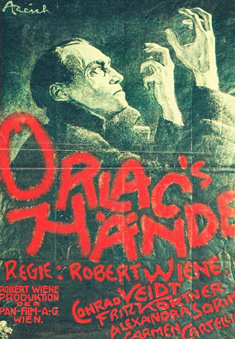 On this day in 1924, Robert Wiene's film Orlacs Hände premiered in Berlin. Based on the novel by Maurice Renard, the film stars Conrad Veidt, Alexandra Sorina &amp; Fritz Kortner.