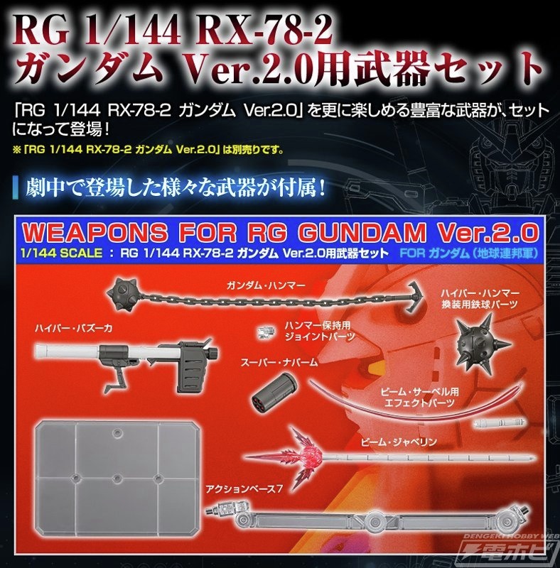 今週の話題】ガンプラ「RG RX-78-2 ガンダム Ver.2.0用武器 今週の話題】ガンプラ「RG RX-78-2 ガンダム Ver.2.0用武器