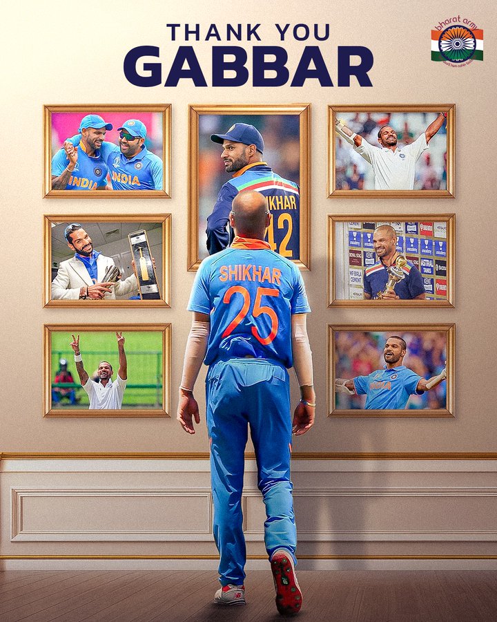 Happy retirement #Gabbar
An Icon of Indian Cricket, Thank you for the memories #shikardhawan 
#retirement
#IndianCricketTeam
<a href="/SDhawan25/">Shikhar Dhawan</a>