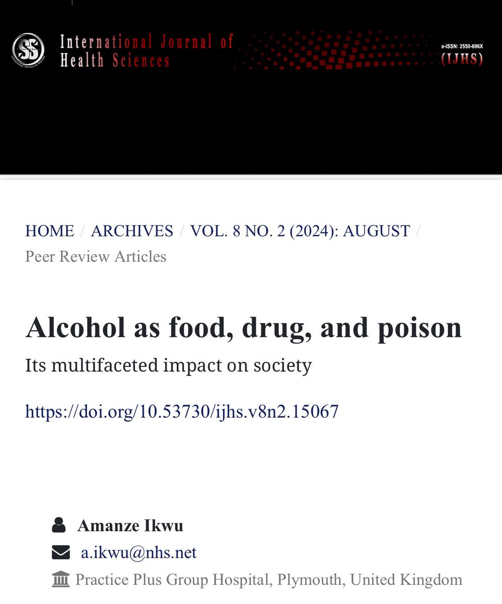 ogah_elvis's tweet photo. https://t.co/leRnTiLQvB this article titled “Alcohol as food, drug, and poison
Its multifaceted impact on society” by Dr Amanze gives deeper insight. https://t.co/izMA24ohVS