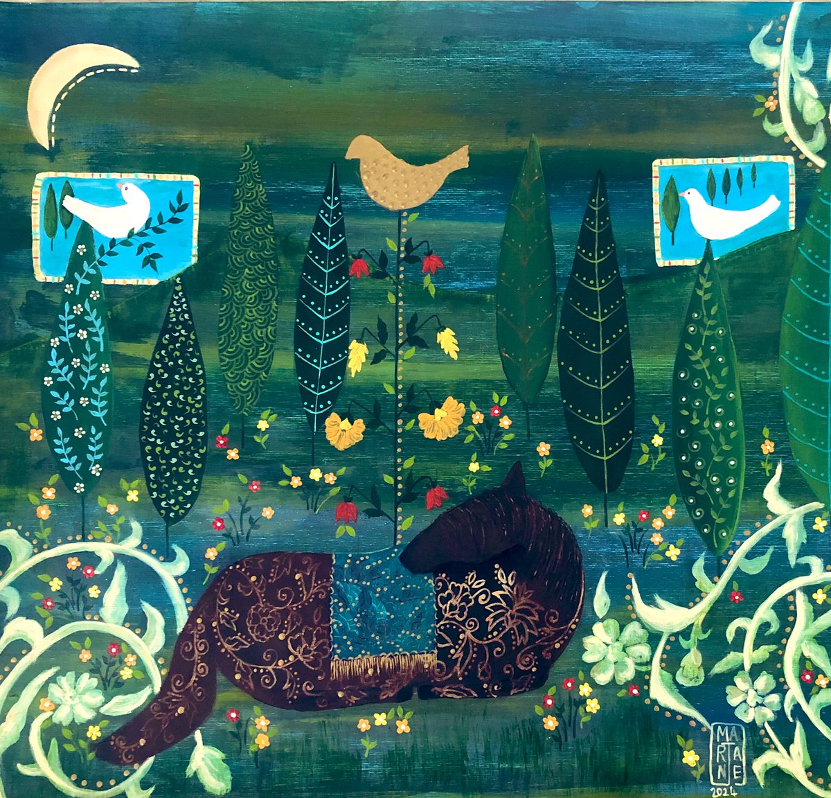 If you spend your time chasing the butterflies, they’ll fly away. But if you spend your time making a beautiful garden, the butterflies will come to you. 🦋
#persianGarden #womensart #artcollector #PaintingArt #iranArt