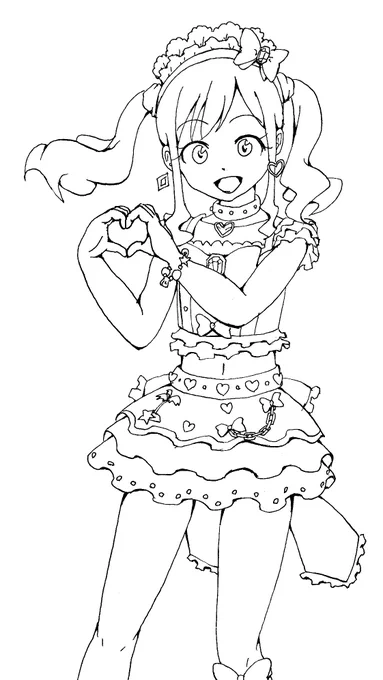 #みんなの推しの初描き絵と最近の絵を見せて欲しい白黒:2016カラー:2024 