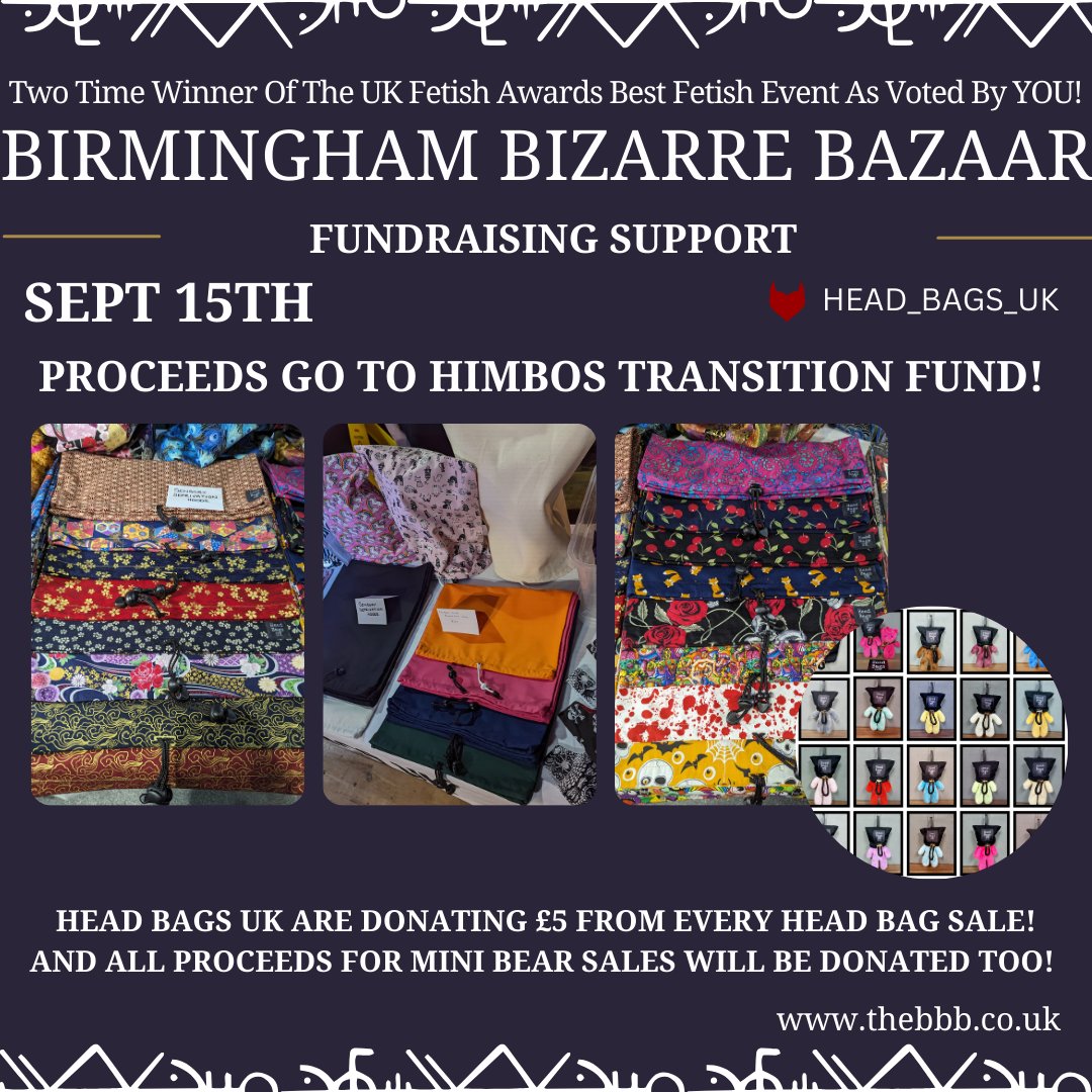 BBBAltFetBazaar's tweet photo. Wonderful offer from beautiful community friends.
Get yourself a headbag OR you can treat yourself to a beautiful headbag bear!
#trader #spotlight #ourtraders #learnabouttheproducts #askadvice #tradersupport #fundraising #communitysupport #queercommunity #transitionfund #love https://t.co/A5tvKvXl36