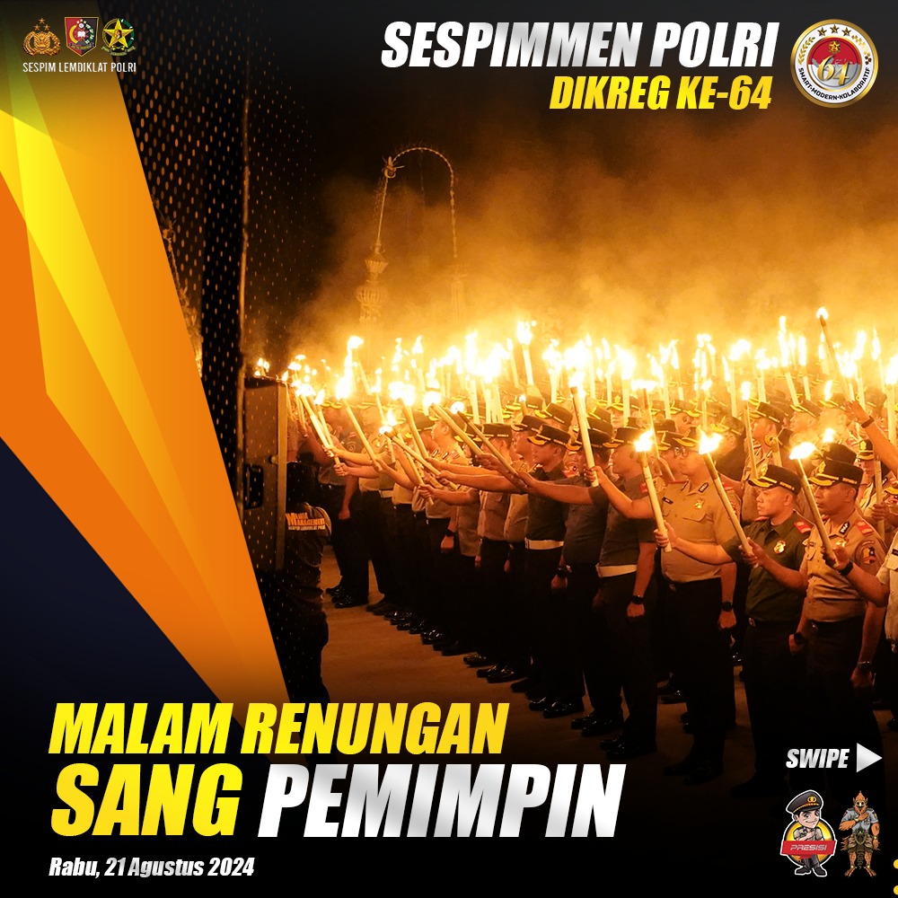64sespimmen's tweet photo. MALAM RENUNGAN SANG PEMIMPIN

-Giat Serdik Sespimmen Polri Dikreg ke-64-

#sespimen64 #smart #modern #kolaboratif #jadwalharian #sespimlemdiklatpolri #sespimpolri #lemdiklatpolri #polri #lembagapendidikanpolri https://t.co/TpxIp7zu6G