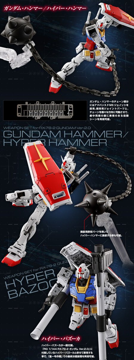 ハイパーハンマーとガンダムハンマーのデザインは鉄球部分だけじゃなく