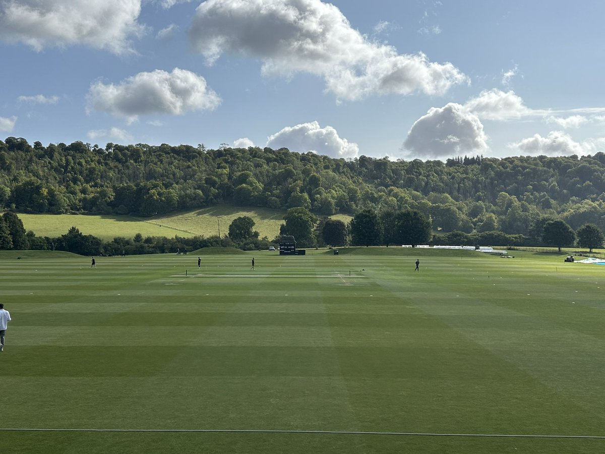 Good morning from Wonderful <a href="/wormsleycricket/">Wormsley Cricket</a> where we’re all set for the <a href="/NCCA_uk/">NCCA (National Counties Cricket Association)</a> 50 over KO Final from 11 with <a href="/norfolkccc/">Norfolk County Cricket Club</a>  Beautiful setting and weather set fair