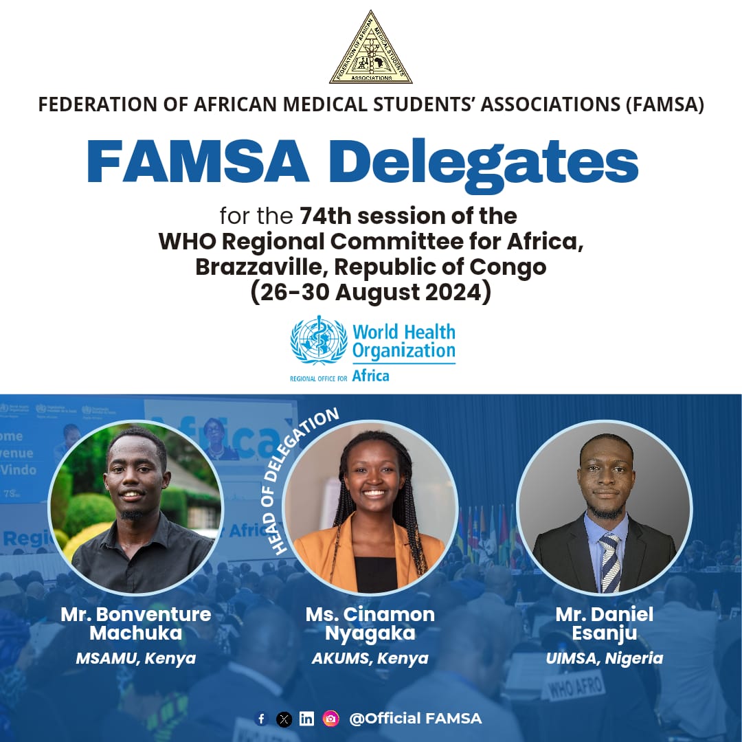 official_famsa's tweet photo. Meet the FAMSA Delegation, Policy Team and Trainers who've worked intensely for the past 2 months in preparation for the #RC74 #WHOAFRO that will be happening in-person in Brazzaville, Republic of Congo from 26-30 August 2024. https://t.co/kt515Wk916