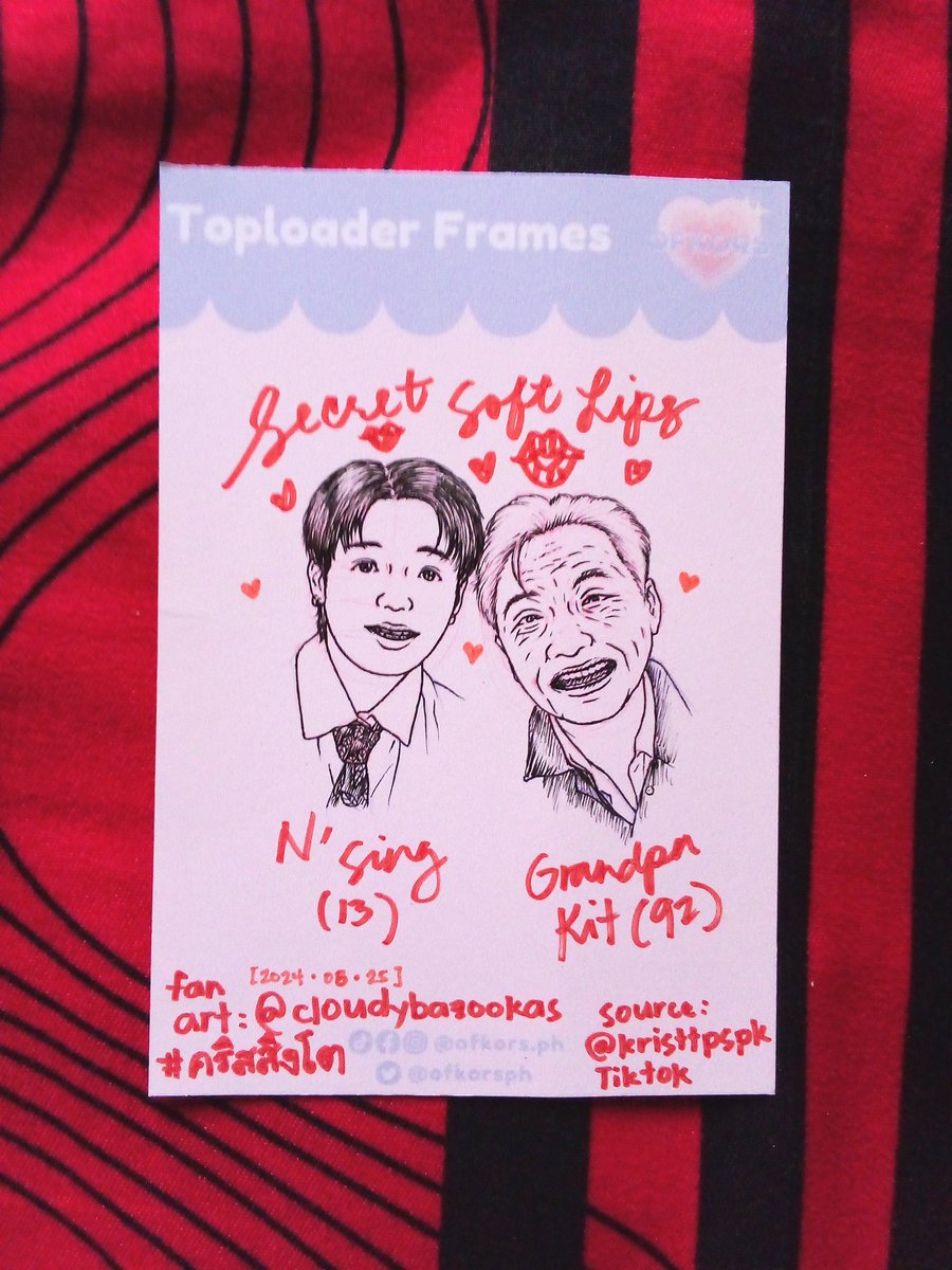 How to thank an artist: doodling your idols’ faces on a package label, since you used their products for your own fan-made photocards. One instance here is a fan art CloudyBazookas made of <a href="/stjinx_maya/">ในโซเชียลฉันเป็นทุกอย่างที่ไม่ใช่ศิลปิน.</a> and <a href="/kristtps/">คุณพี⛅💛</a>’s TikTok moment on <a href="/ofkorsph/">kors 🌸</a>’s toploader package backing. 🐢💋🦁