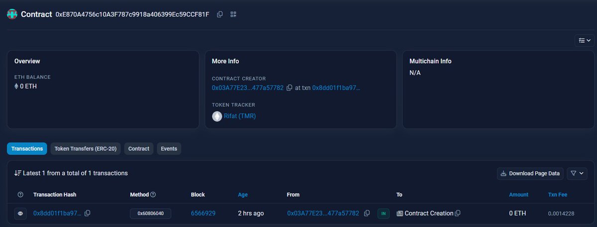 rifat87's tweet photo. # Personl Token
Introducing my very first cryptocurrency token,
check it out, Name: Rifat , symbol: TMR.
link: https://t.co/v354xbJROA
@LearnWeb3IO #solidty #ERC20 #blockchain #crypto https://t.co/ggUVTY4nxz
