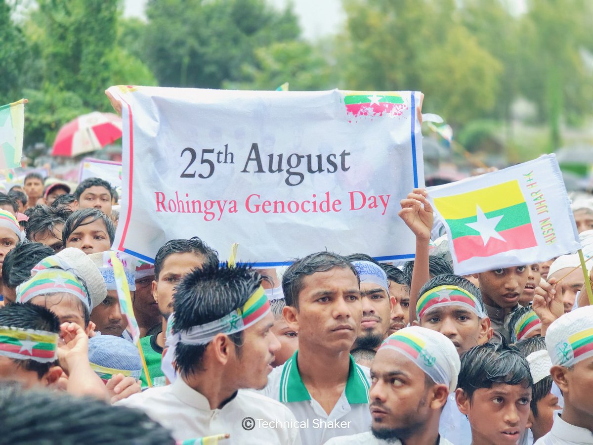 TechnicalShaker's tweet photo. 𝟐𝟓𝐭𝐡 𝐀𝐮𝐠𝐮𝐬𝐭 𝟕𝐭𝐡 𝐲𝐞𝐚𝐫s #Rohingyas genocide remembrance day. We are requesting to the international Community @ICC &amp; ICJ to take quick resolution in order of #genocide from the world

We want to go back to our land. No more refugee life 😭#Rohingya https://t.co/POGT2IqVQu