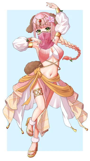 桃彩ぷどる様 (@ pudoru_) 踊り子衣装ver.リクエストありがとうございます#Skeb #Commission #イヌ描きぷどちゃん 