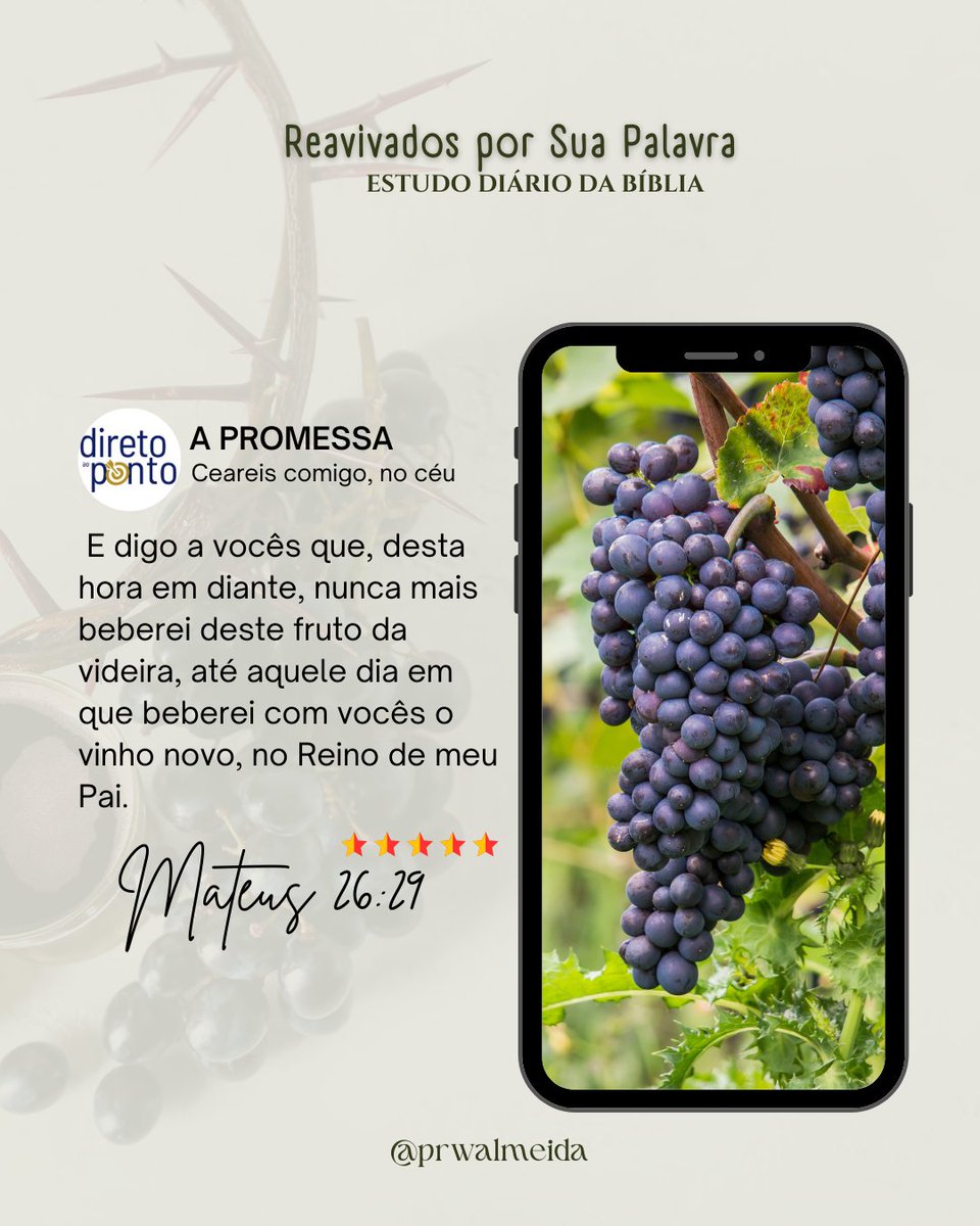 prwalmeida's tweet photo. #rpSp - Mt26 | #aCeia
"Regozijemos, e alegremo-nos, e demos-Lhe glória; porque vindas são as bodas do Cordeiro, e já a Sua esposa se aprontou." "Bem-aventurados aqueles que são chamados à ceia das bodas do Cordeiro." Apoc. 19:6, 7 e 9.
#Maranata https://t.co/MCVWz8qJMl