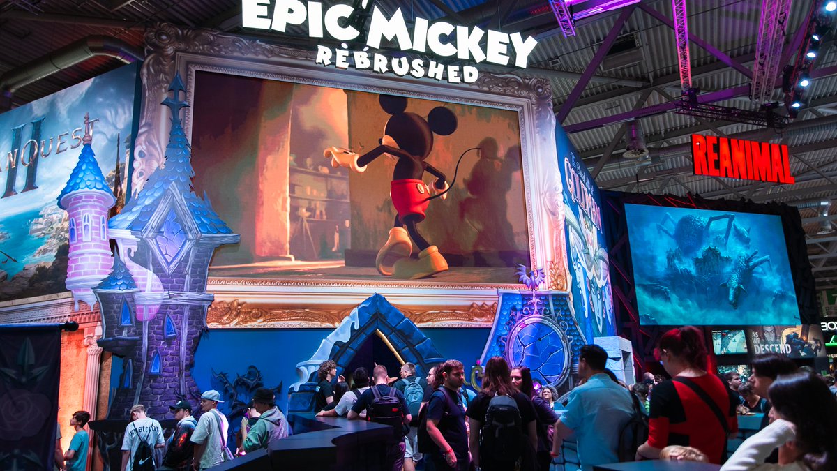 THQNordic's tweet photo. Last day of #gamescom2024!

Visit us in Hall 7 and play the demos for Disney Epic Mickey: Rebrushed, Gothic 1 Remake, REANIMAL, The Eternal Life of Goldman and Titan Quest II, as well as As We Descend and Squirreled Away! https://t.co/9BTcq5g3yk