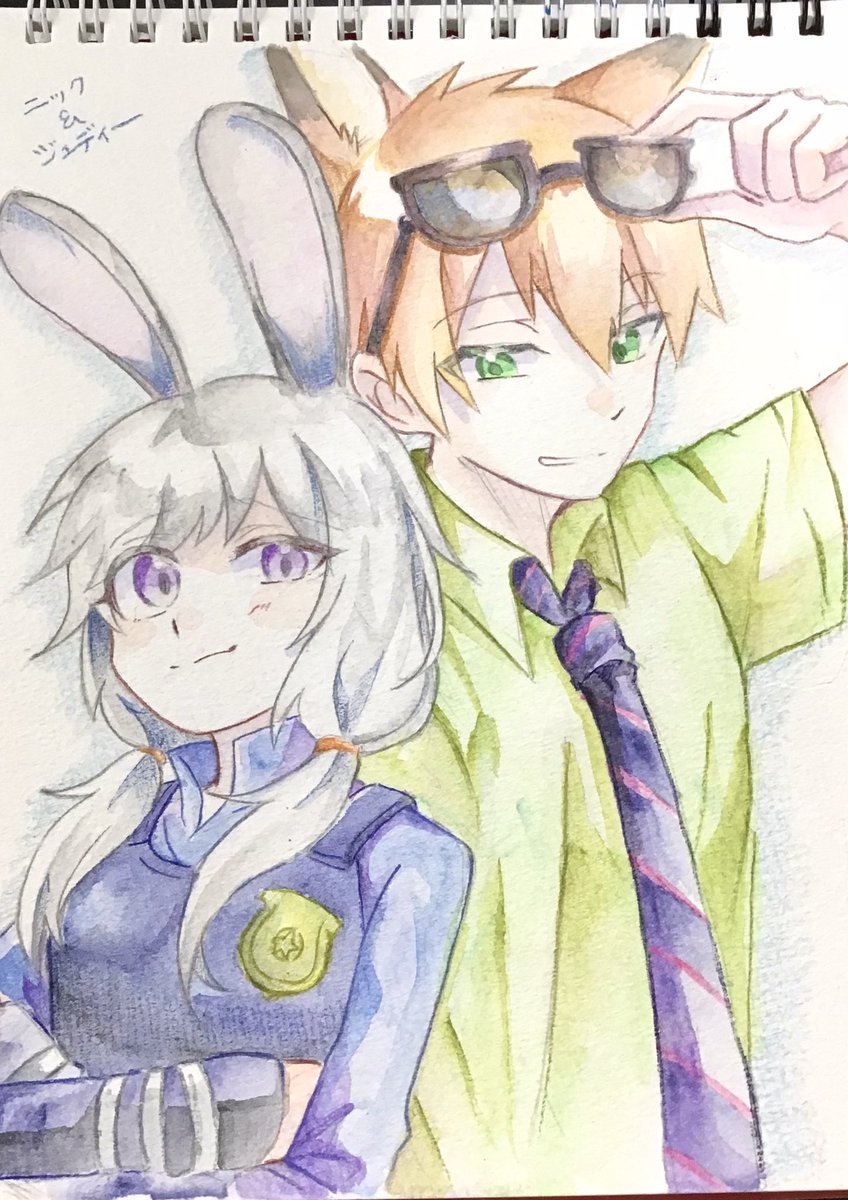 MIRASI3939's tweet photo. ニクジュディ🦊🐰※擬人化
水彩で https://t.co/bHBbak6mv1