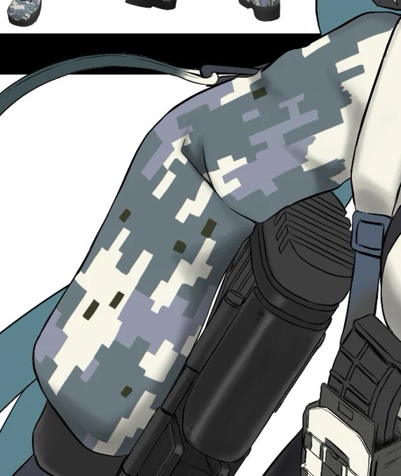 ピクセル迷彩を手描きするという力技 