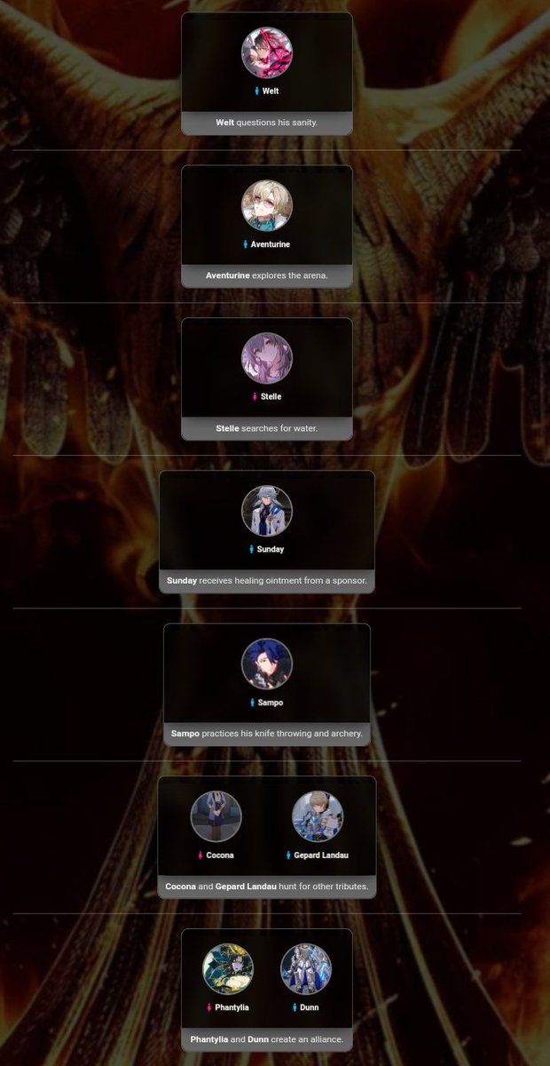 ㅤ

Sayangnya,  @FeiguangLiu  harus  meregang  nyawa  di  tangan  para  lebah  pembunuh.  <a href="/unyieldingwill_/">𝐆𝐞𝐩𝐚𝐫𝐝 ❄️</a>  sudah  merindukan  keluarganya,  di  saat  @aureumaven  mengeksplor  arena.  <a href="/landaukedua/">ᒪ𝖺𝗇𝖽𝖺𝗎, G͟E͟P͟A͟R͟D͟.</a>  rupanya  sudah  mulai  berburu!  Hati-hati,  para  tributes!
ㅤ
ㅤ