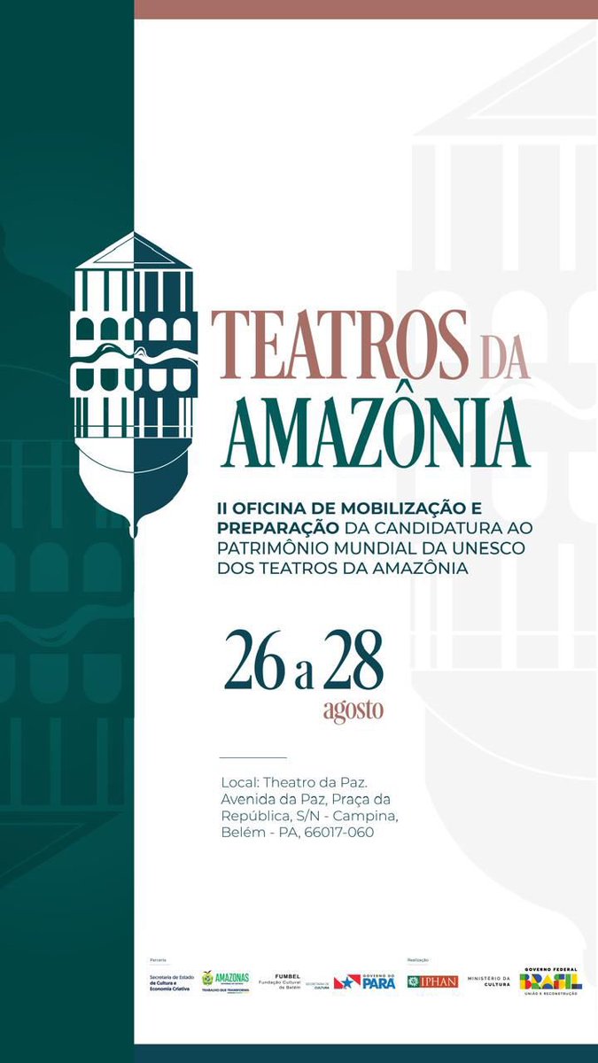 *26/08
Theatro da Paz 
9h - Credenciamento 
9h30 – Abertura
10h – Requisitos para a candidatura
Tarde - Palacete Faciola (Av. Nazaré, 138)
14h – Requisitos de Proteção, Conservação e Gestão
17h – 18h – Debates
Noite - Theatro da Paz
19h – Apresentação Fest. de Ópera