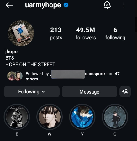 uarmyvibe's tweet photo. ⚠️ATTENTION
Let's protect hobi's instagram account from being reported by antis, too!  

1. Search for "uarmyhope" on Instagram. 
2. Find your favorite post on uarmyhope's account. 
3. Copy and paste the link to your favorite post. 
4. Paste the link here in the comments. https://t.co/96oWGhNxua