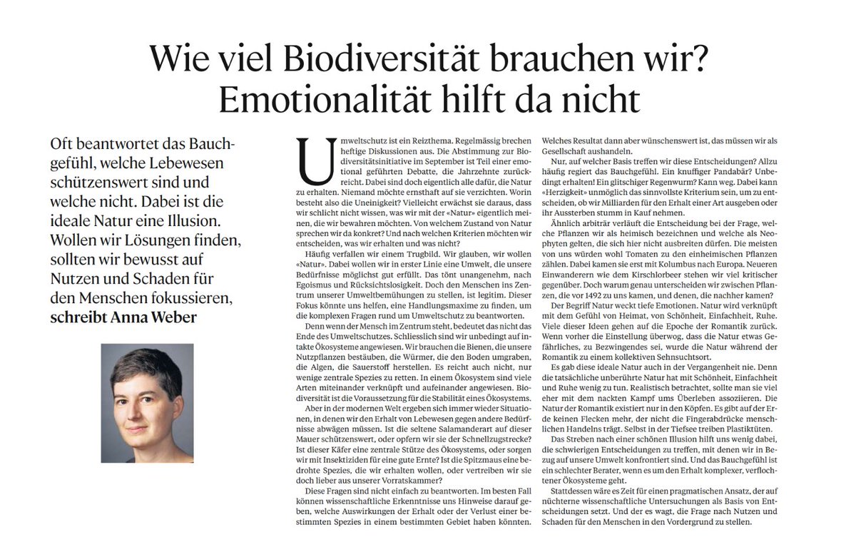 Frau Weber schreibt etwas von einer Spitzmaus als Bedrohung für ihre Vorräte und Wissenschaft als Basis für Entscheidungen… 🙄
Ziemlich viel Meinung für keine Ahnung <a href="/NZZaS/">NZZ am Sonntag</a> 🤔