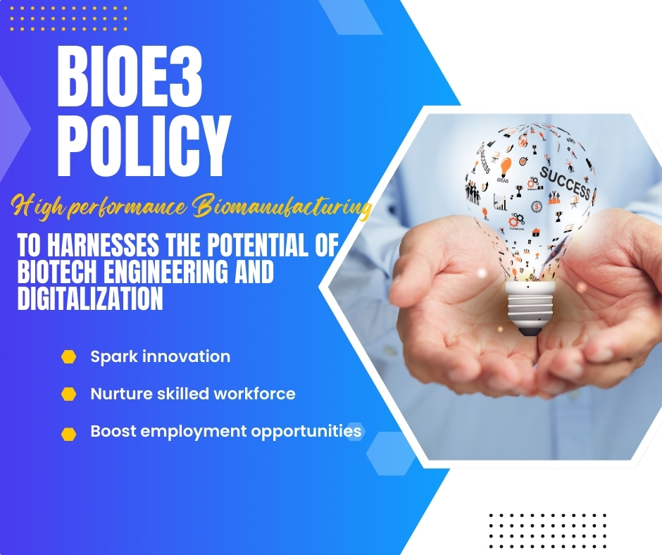 Department of Biotechnology (@dbtindia) on Twitter photo The #BIOE3Policy harnesses the potential of biotech engineering and digitalization to spark innovation, nurture skilled workforce and boost employment opportunities. <a href="/DrJitendraSingh/">Dr Jitendra Singh</a> <a href="/rajesh_gokhale/">Rajesh Gokhale</a> <a href="/PMOIndia/">PMO India</a> The #BIOE3Policy harnesses the potential of biotech engineering and digitalization to spark innovation, nurture skilled workforce and boost employment opportunities. <a href="/DrJitendraSingh/">Dr Jitendra Singh</a> <a href="/rajesh_gokhale/">Rajesh Gokhale</a> <a href="/PMOIndia/">PMO India</a>