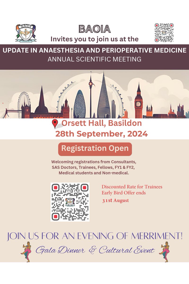 BAOIA (@baoia_news) on Twitter photo Only a few days remain before the early bird registration closes for our ASM 2024 at Basildon on 28th September
Click baoia.org/asm2024
<a href="/RCoANews/">Royal College of Anaesthetists</a> <a href="/Assoc_Anaes/">Association of Anaesthetists</a> Only a few days remain before the early bird registration closes for our ASM 2024 at Basildon on 28th September
Click baoia.org/asm2024
<a href="/RCoANews/">Royal College of Anaesthetists</a> <a href="/Assoc_Anaes/">Association of Anaesthetists</a>