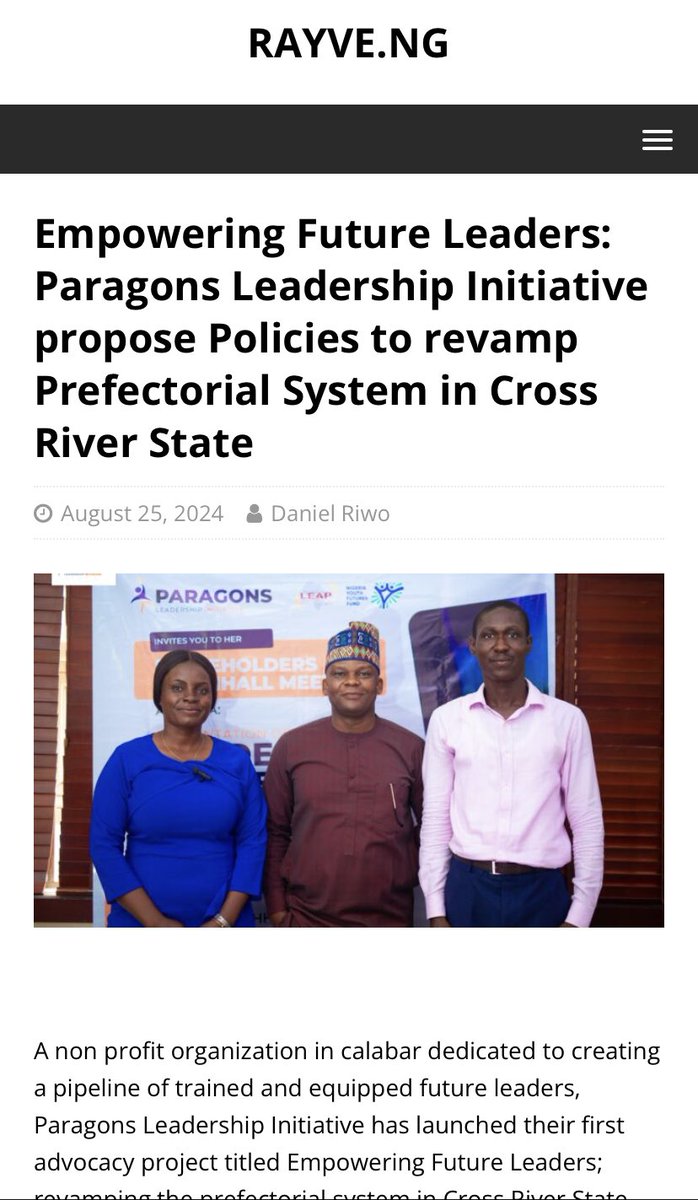As an organization, our goal is to create a transgenerational impact that will outlast us.

Click the link below to learn more about our progress and how we're shaping the future of leadership.

rayve.ng/2024/08/empowe…