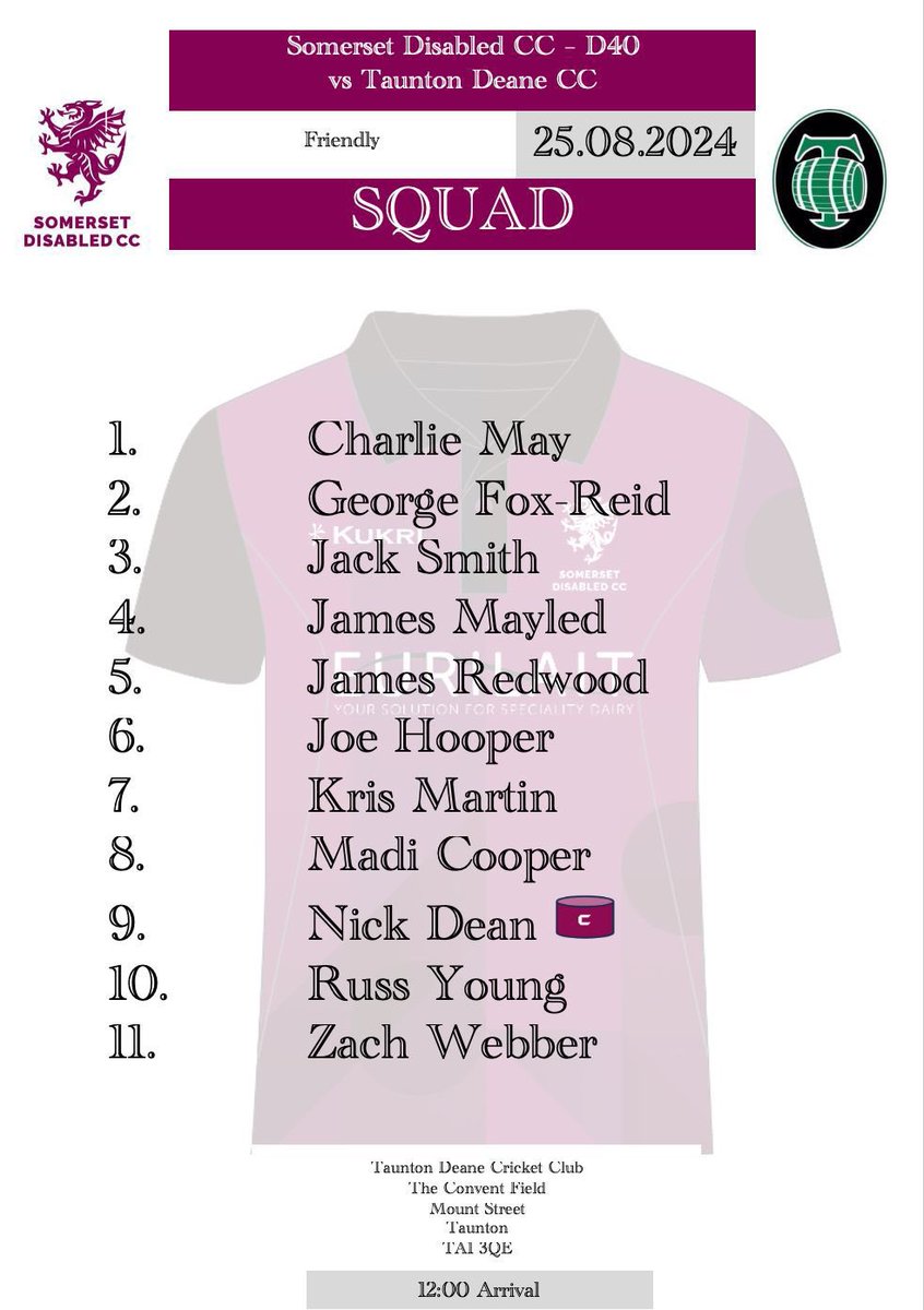 SomersetDisabledCC (@somdisabledcc) on Twitter photo Somerset Disabled CC have their last friendly of the season today at and against <a href="/tauntondeanecc/">Taunton Deane CC π</a>! Go well all! #WeAreSomerset π Somerset Disabled CC have their last friendly of the season today at and against <a href="/tauntondeanecc/">Taunton Deane CC π</a>! Go well all! #WeAreSomerset π