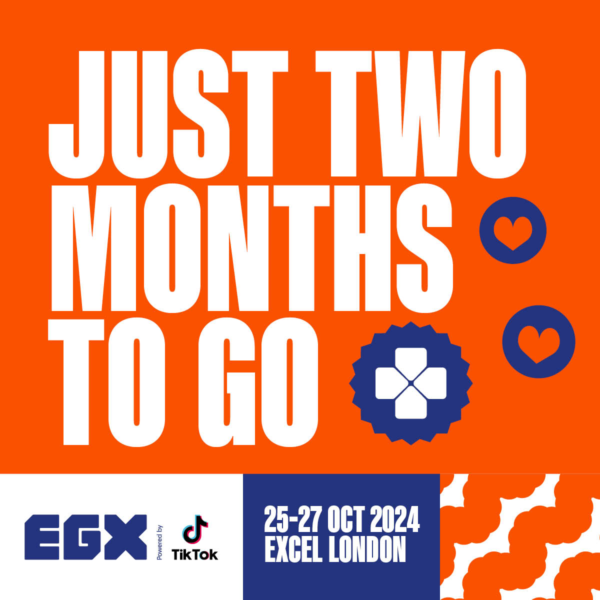 EGX's tweet photo. Just TWO MONTHS to go! 🥳

We can't wait to spend 3 days gaming with you this October. Make sure to get your tickets: https://t.co/nL3a5RAuhT https://t.co/L2JHqCiT7K