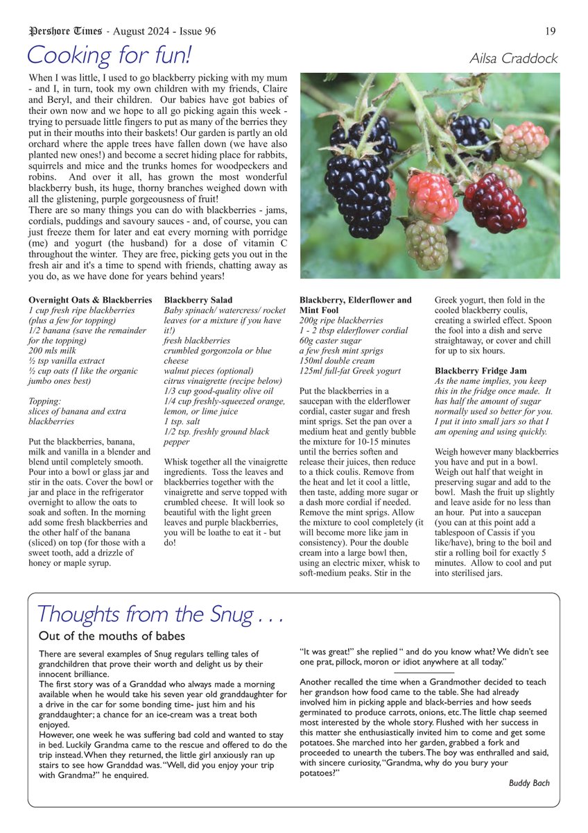 pershoretimes.com 🌐 Page 19 >>> Cooking for fun! 🍇 🍒 🍰 Plus, Thoughts from the Snug . . . Out of the mouths of babes 📝 🗞️ #PershoreTimes #pershore #worcestershire #newspaper