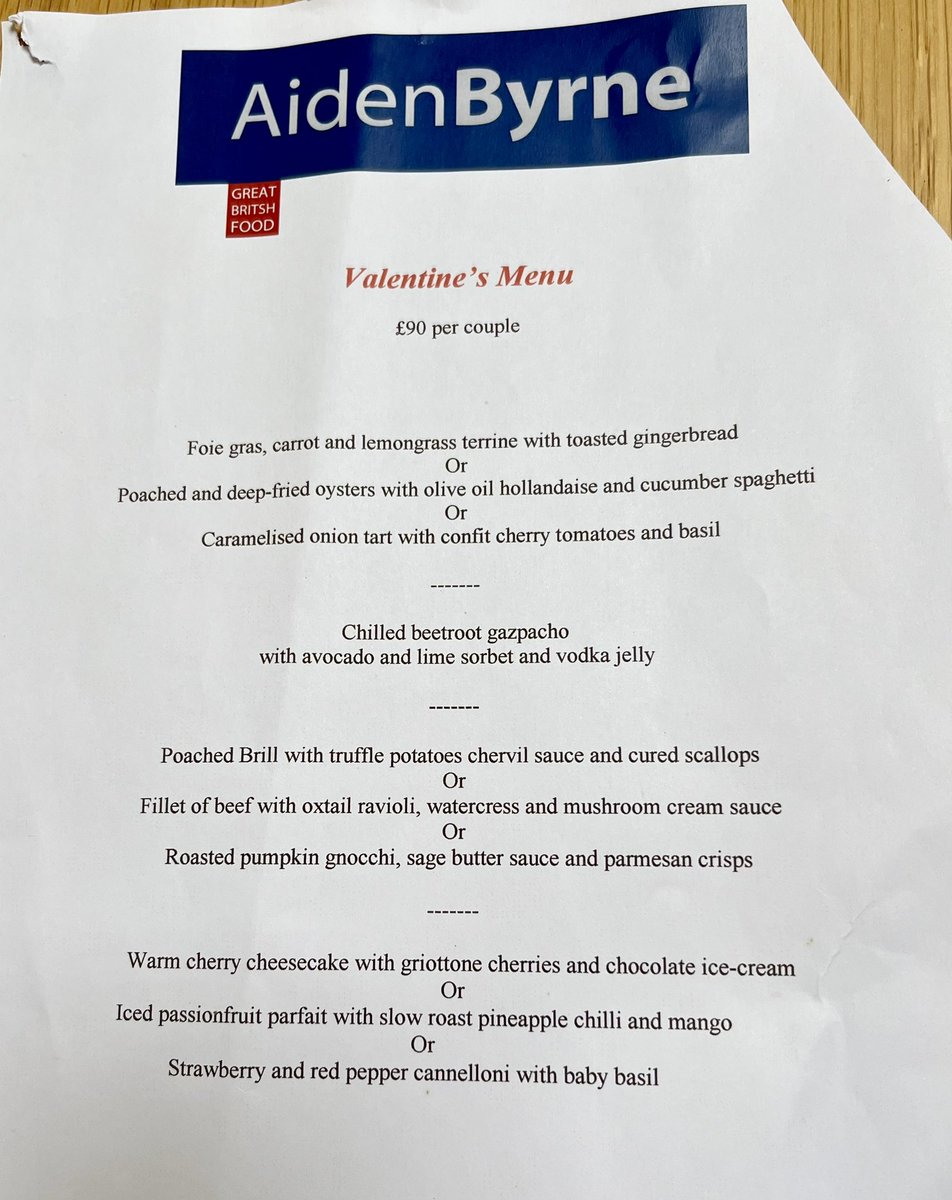 Lin (@simbarabbit1) on Twitter photo <a href="/aidenbyrne/">Chef Aiden Byrne</a> <a href="/ChefsTableCH1/">Chef's Table</a>
Wonderful food last night. Thank you & the team so much. Another 5*review on the way. Here’s the menu we told Aiden about, Valentines night in West Kirby. Think maybe 14 years ago? If you can do this same menu again for £90 per couple, count us in! 🤣 <a href="/aidenbyrne/">Chef Aiden Byrne</a> <a href="/ChefsTableCH1/">Chef's Table</a>
Wonderful food last night. Thank you & the team so much. Another 5*review on the way. Here’s the menu we told Aiden about, Valentines night in West Kirby. Think maybe 14 years ago? If you can do this same menu again for £90 per couple, count us in! 🤣