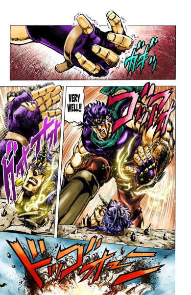 despite joseph being visibly injured, (even though he isn't consistently drawn with his wounds) joseph chooses to quite violently break his own hand to give wamuu his blood. bleeding so much from the hand, not to mention from a blunt injury, is honestly wild in of itself. and yet