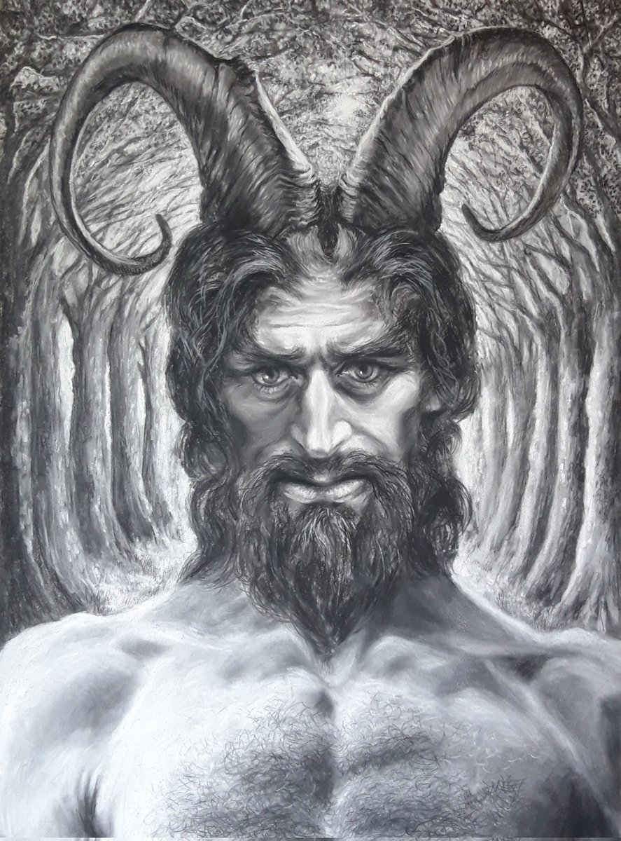 The Great God Pan
charcoal and chalk
87cm x 57cm 
copyright2024gordonmscott