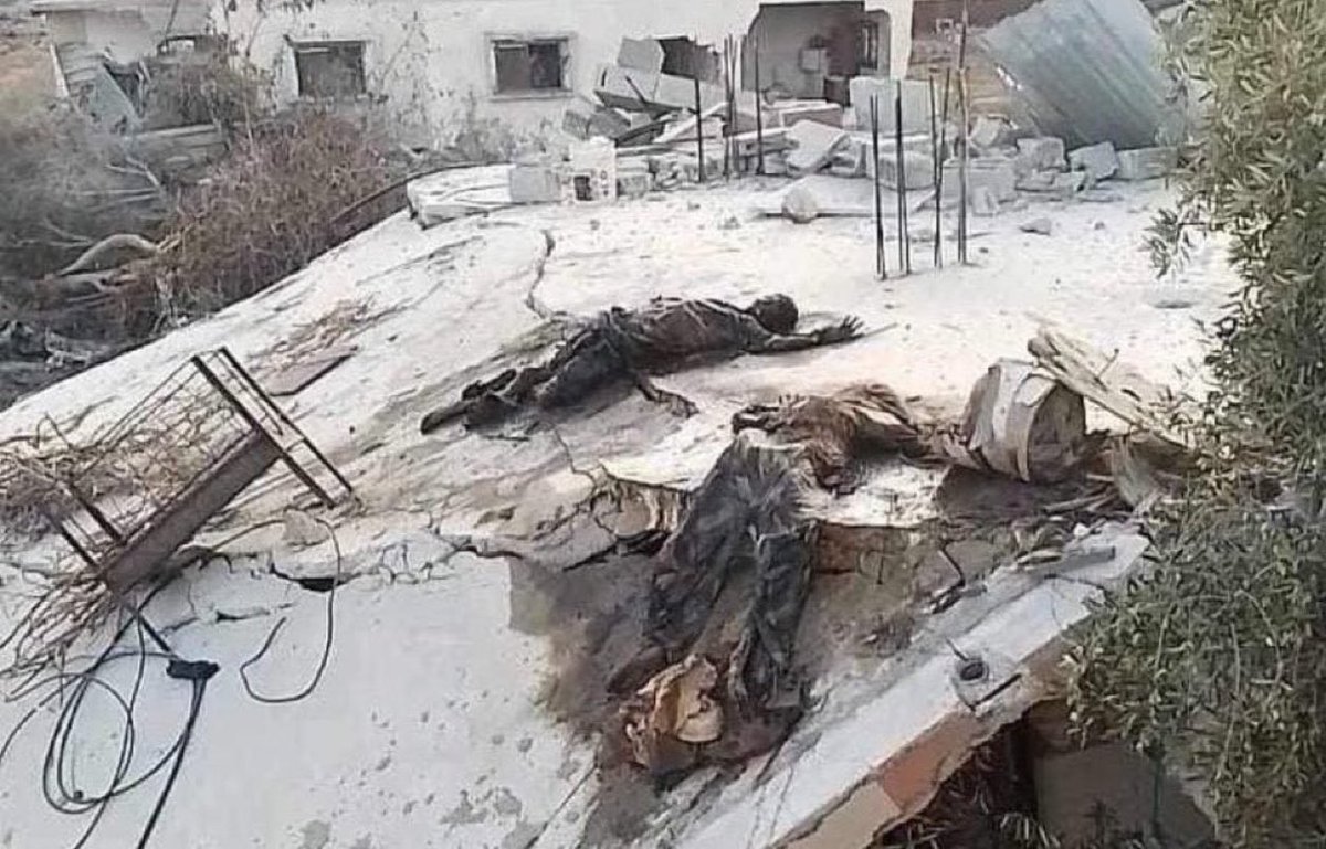 swilkinsonbc's tweet photo. A Palestinian husband &amp; his 7-month pregnant wife were tied together by israeli troops on the rooftop of their home in Gaza before they bombed it https://t.co/qgqBSINlPn